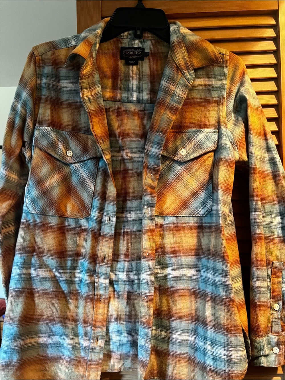 Pendleton Plaid Utility Jacket in Orange and Blue Tones
